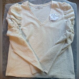 LOFT White Textured Knit Top